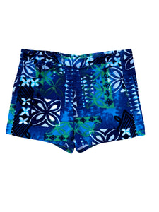 Vintage 70s Blue Barkcloth Shorts