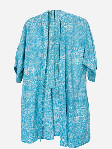 Vintage Light Blue Hawaiian Kimono