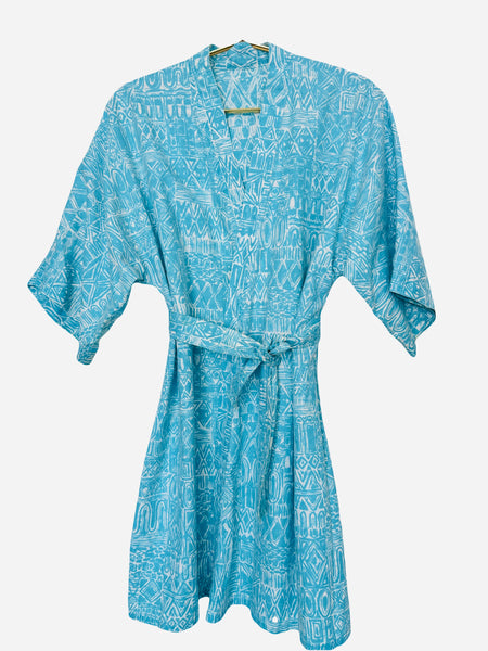 Vintage Light Blue Hawaiian Kimono